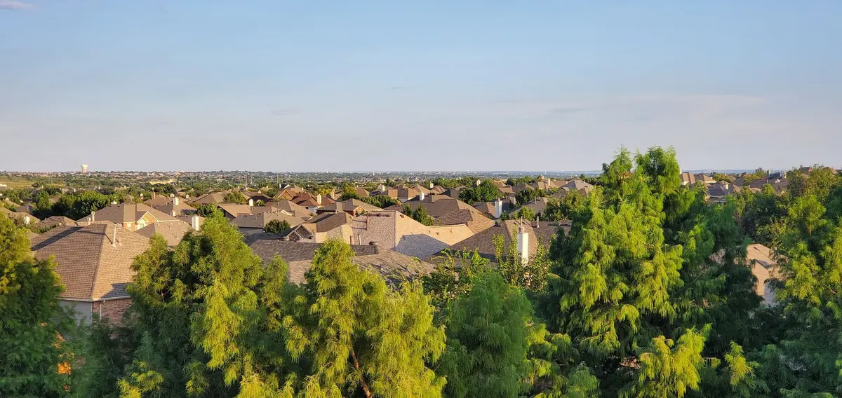 View across rooftops from a TXR job site